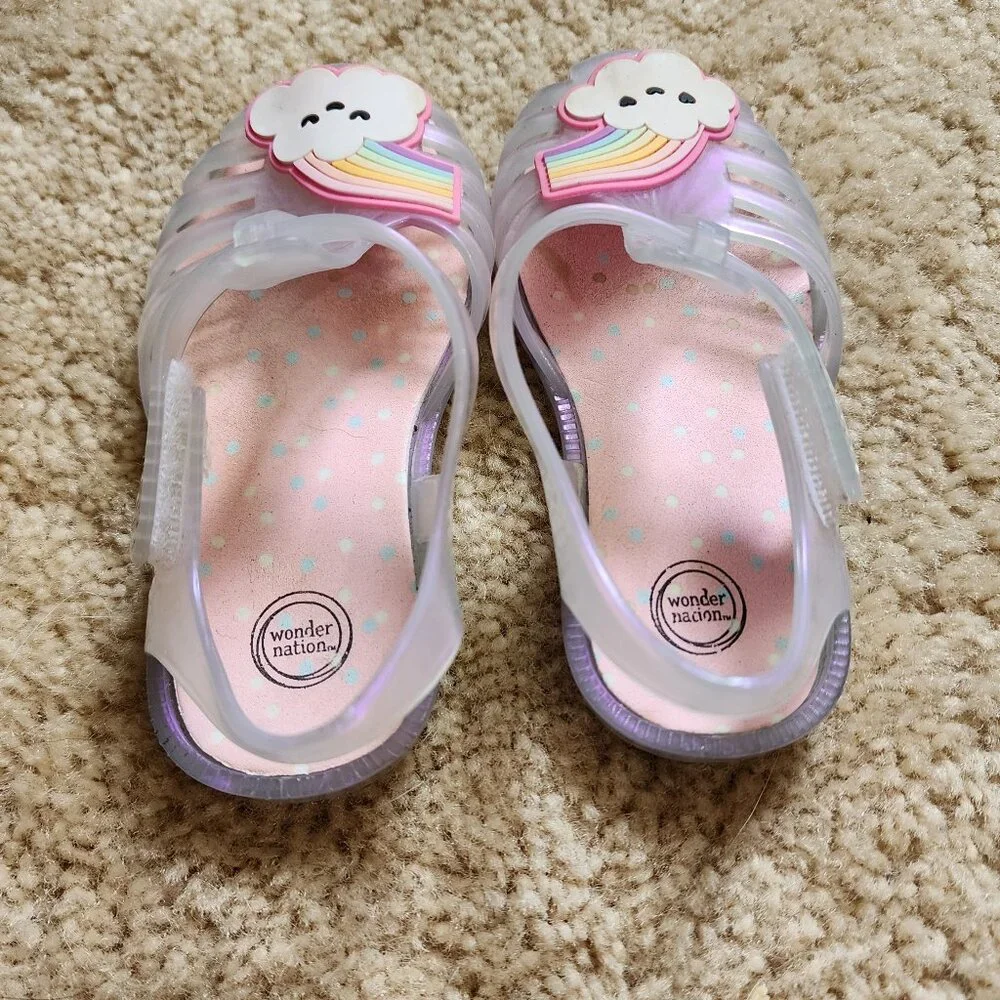 Wonder Nation Baby Girls Mary Jane Rainbow Jelly Shoes Size 5