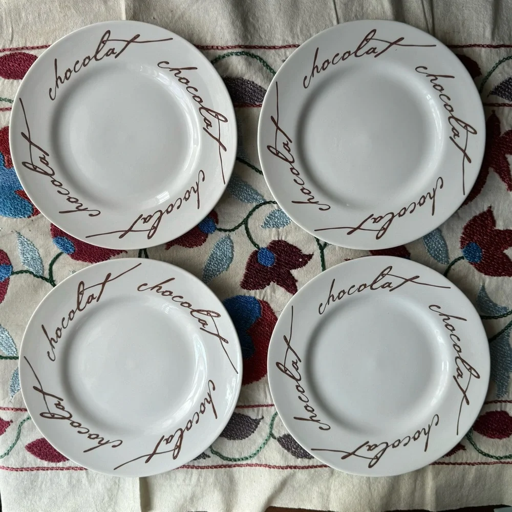 Crate & Barrel Chocolat 18oz Mugs & 8” Plates (Set of 1 Mug & 1 Plate per order)