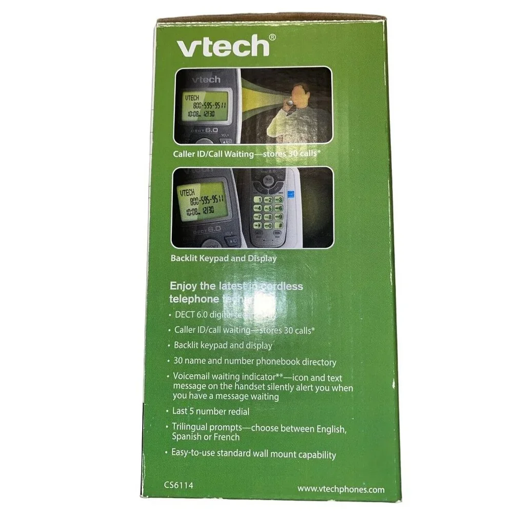 Vtech CS6114 DECT 6.0 1 Handset Cordless Telephone Phone