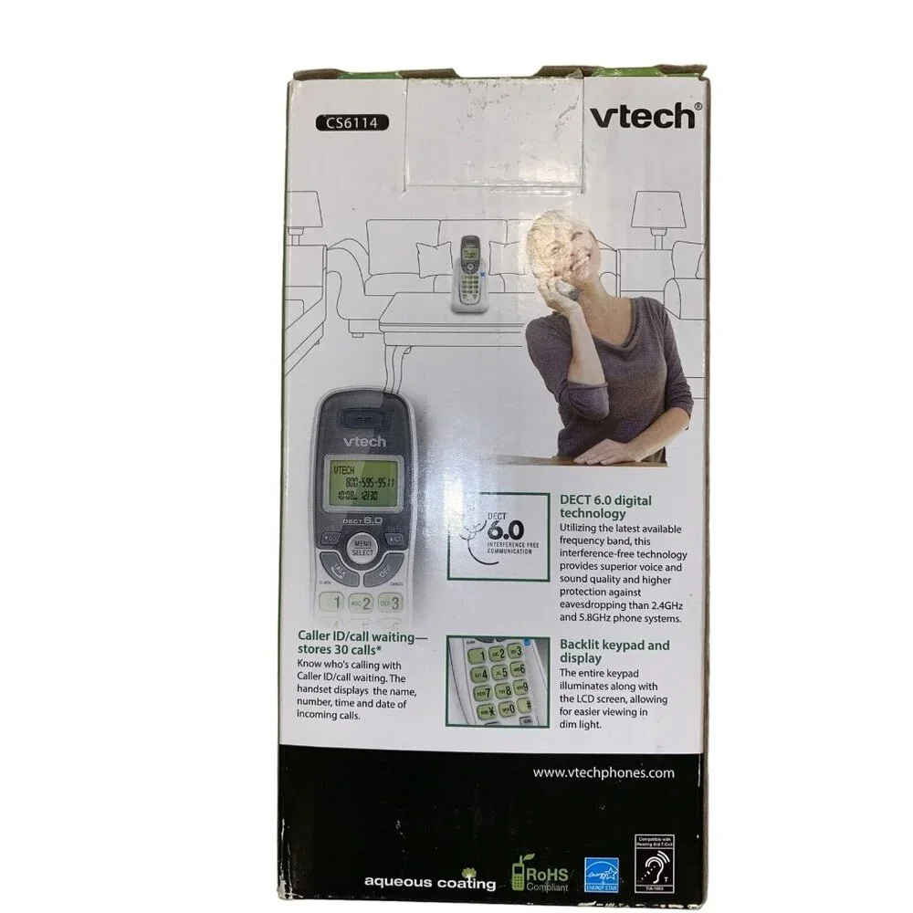 Vtech CS6114 DECT 6.0 1 Handset Cordless Telephone Phone