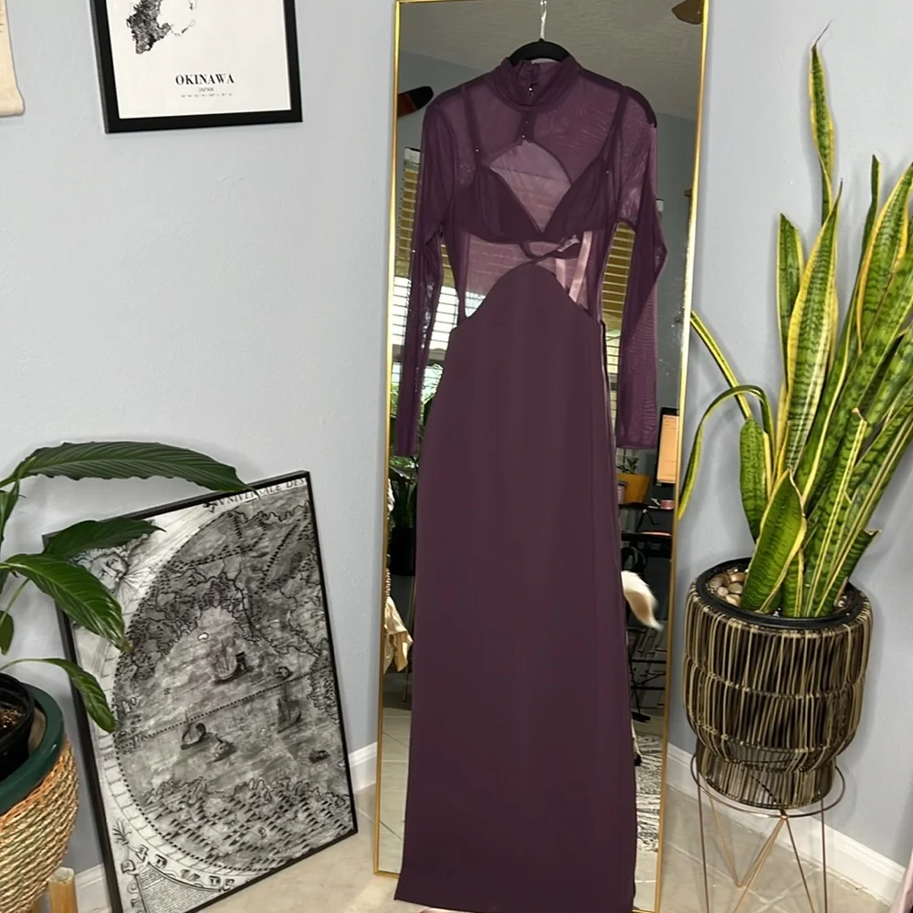 HOUSE OF CB 'Safiya' Black Grape Maxi Dress NWT