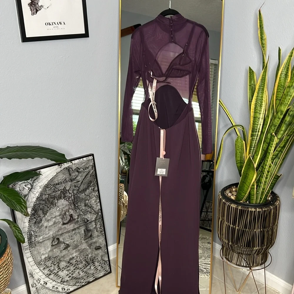 HOUSE OF CB 'Safiya' Black Grape Maxi Dress NWT