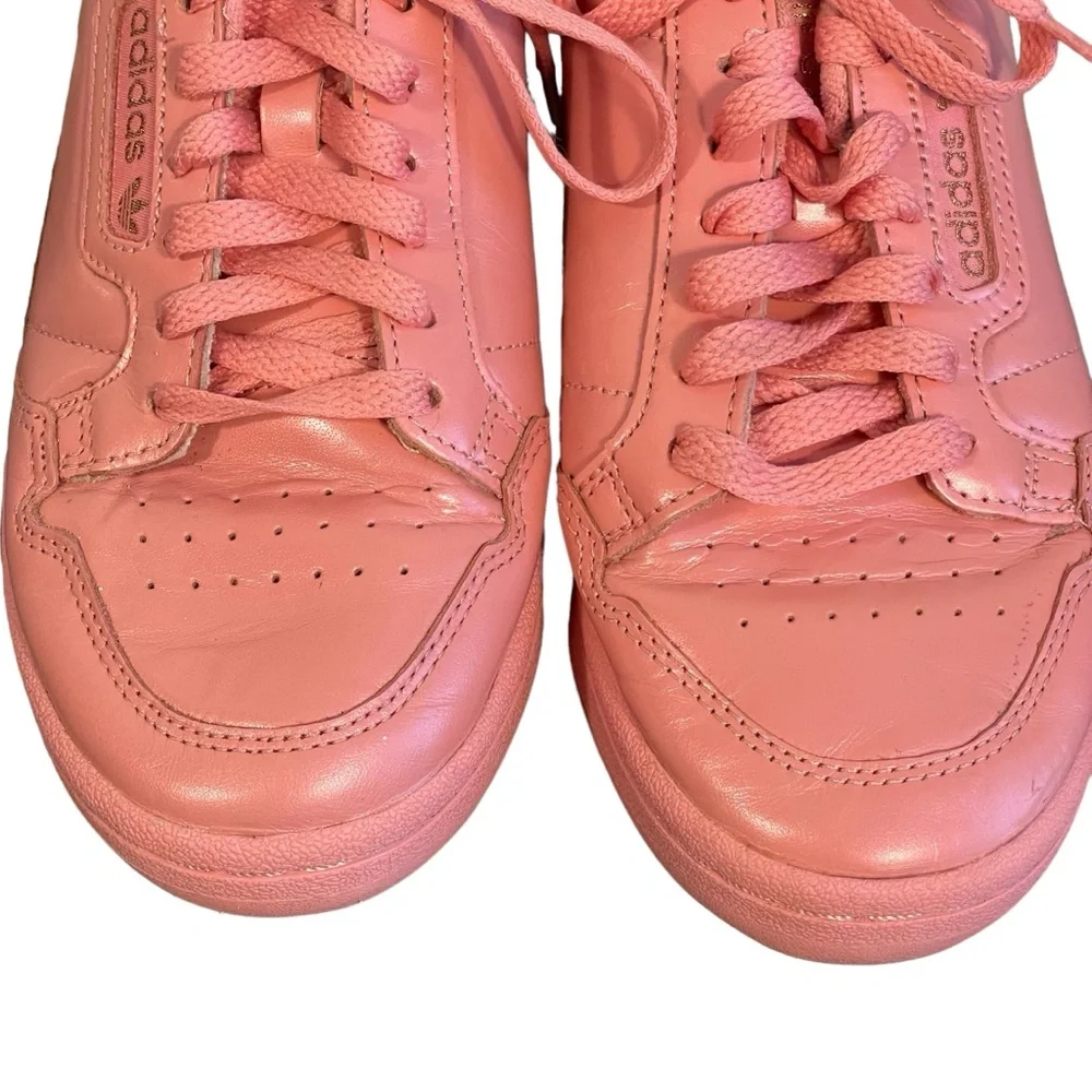 Adidas Pink Leather Continental 80 Classic Gold Metallic Accent Sneaker Sz 7