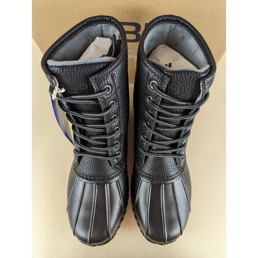 JBU Maine Waterproof Duck Boots Mens 8M Black Faux Fur Lined Lace Up Shoes NWB