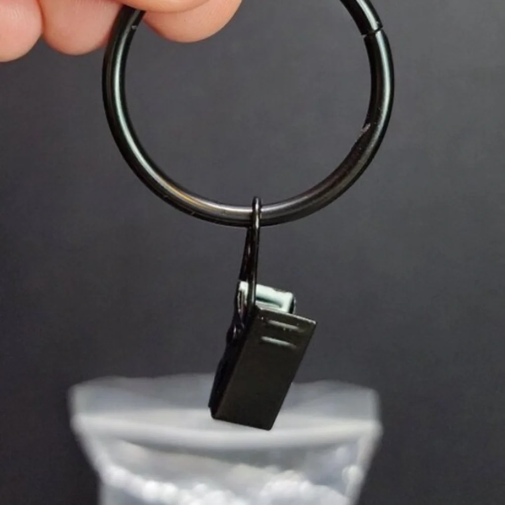 Curtain Drapes Clip Rings Set of 14 Black Metal