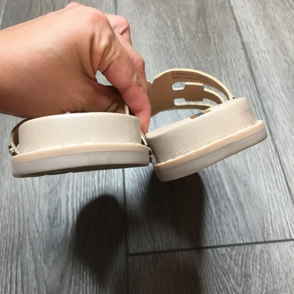 Sam Edelman Valeri Girls Slides Sandals Flat Comfort Metallic Beige Size 1