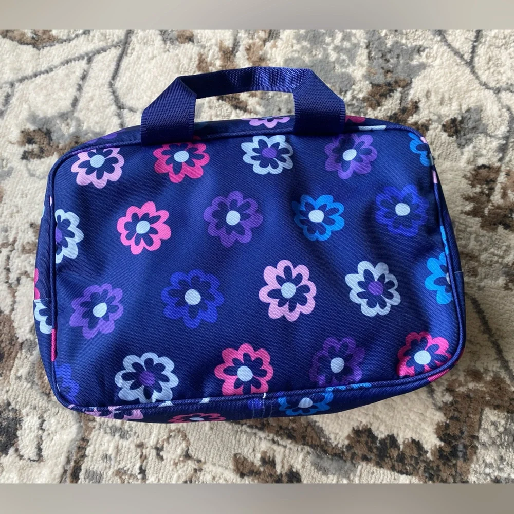 NWT New Ellie Floral Print Travel Organizer Vibrant Blue Pink Navy Purple Color