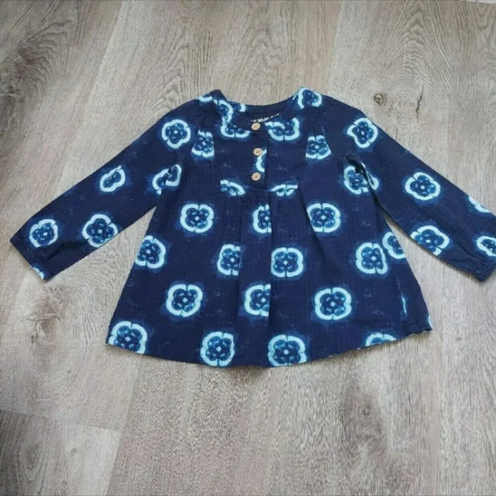 *Genuine Kids by Oshkosh Blue Floral Tie Dye Tunic Bohemian Lightweight Top 3T