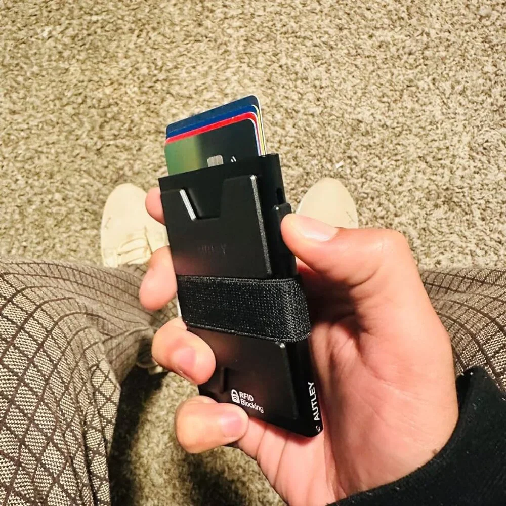Wallet for Men | RFID Blocking, Cash Band, 12+ Cards Storage (Black)