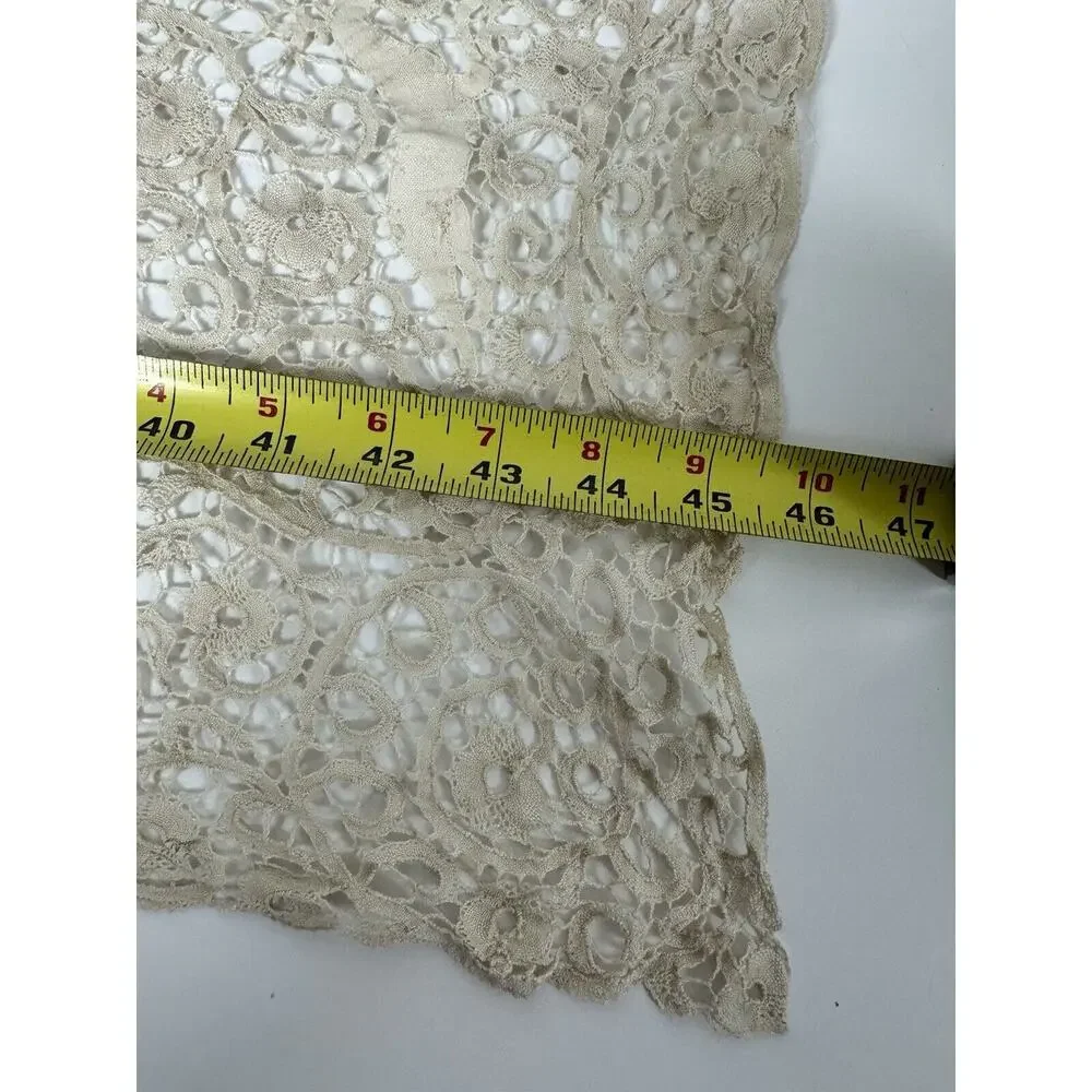 Antique Italian Cantu Lace Table Runner Point Venise Birds, Deer & Dogs 15x46”