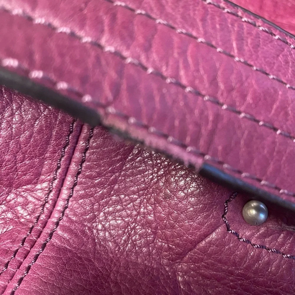 B MAKOWSKY SHOULDER SATCHEL TOTE PURSE LARGE CAPACITY RICH FUSHIA BURGANDY