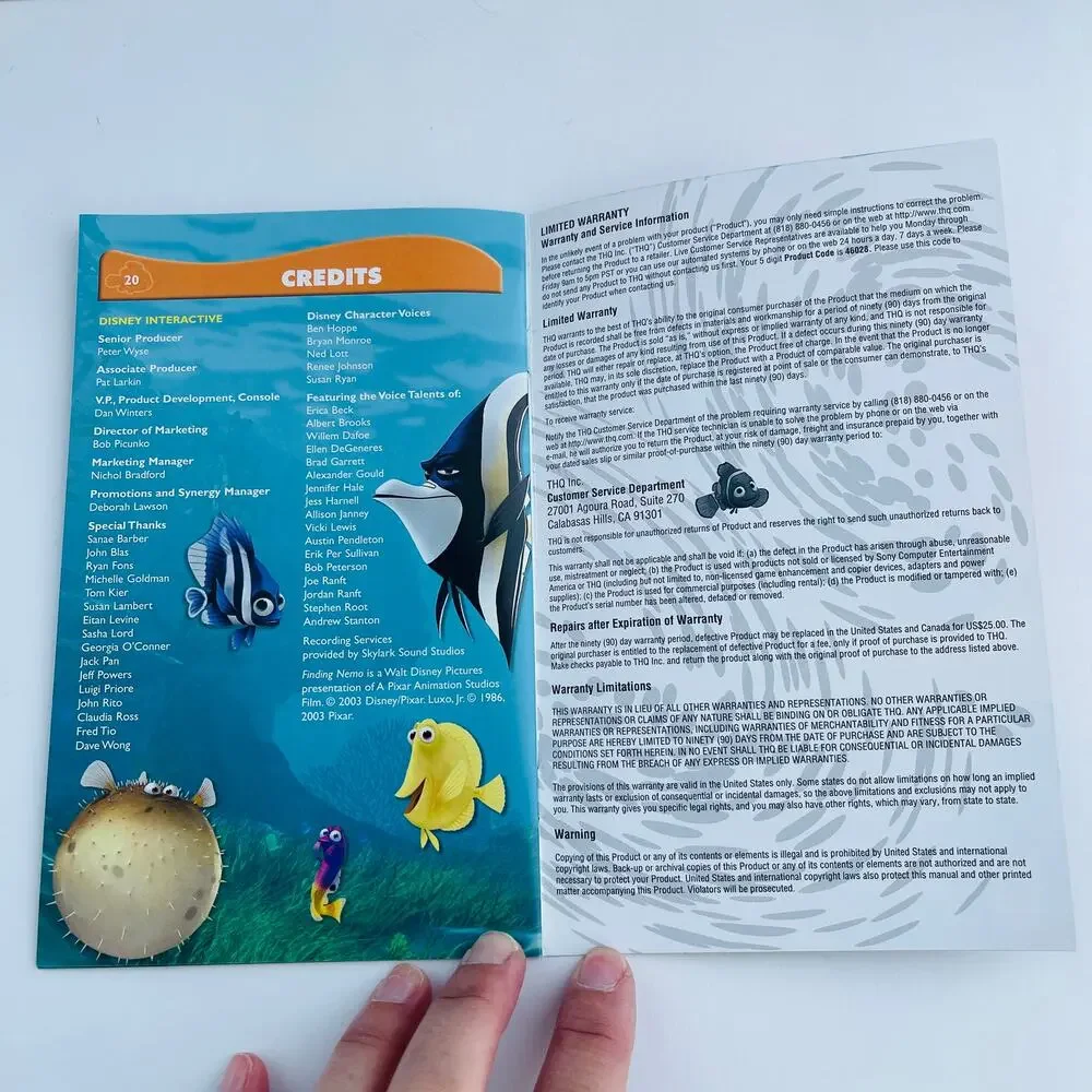 Disney Pixar Finding Nemo Sony PlayStation 2 PS2 2003 Everyone CIB
