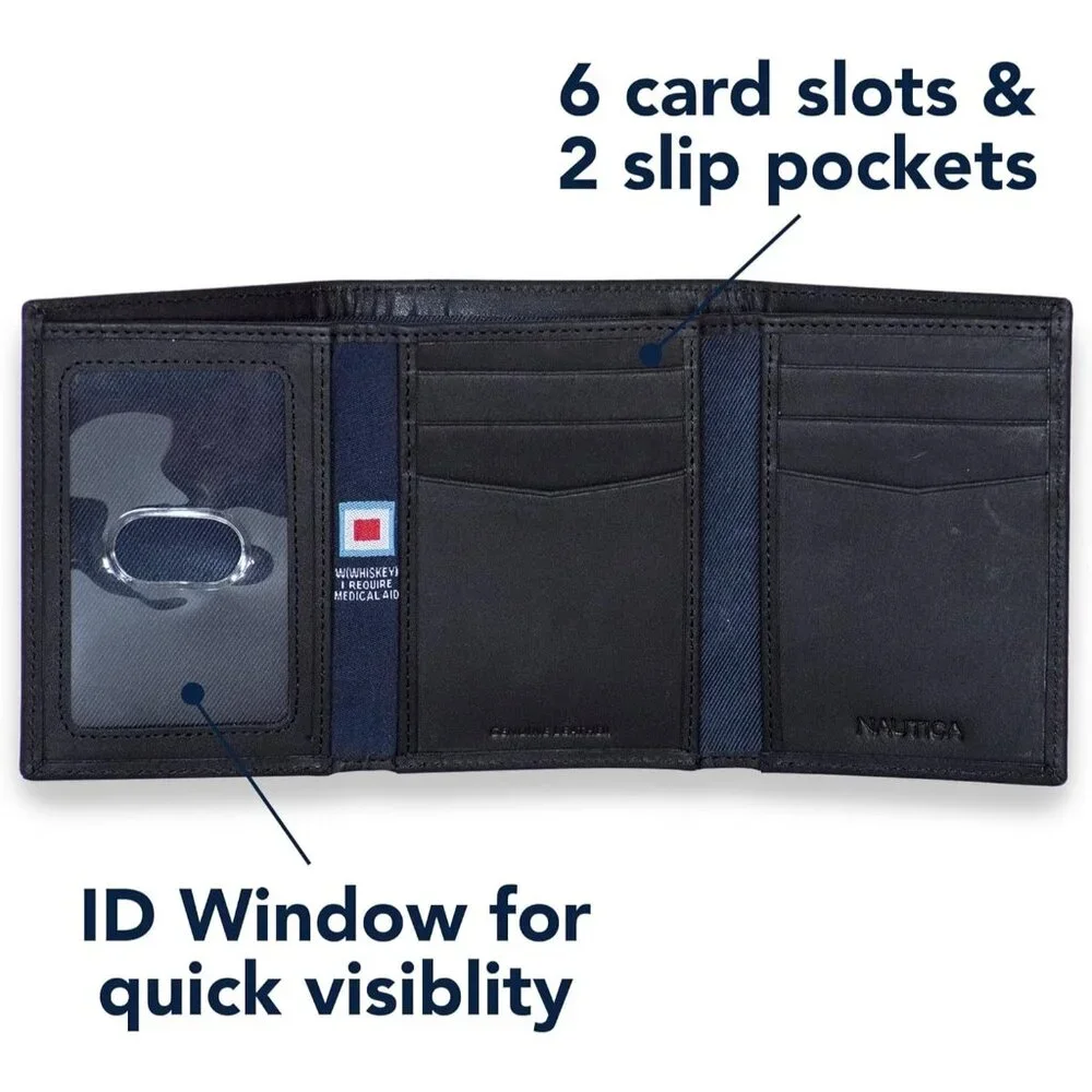 Men's Classic Leather Trifold RFID Wallet (Available in Smooth or Pebble Grain)