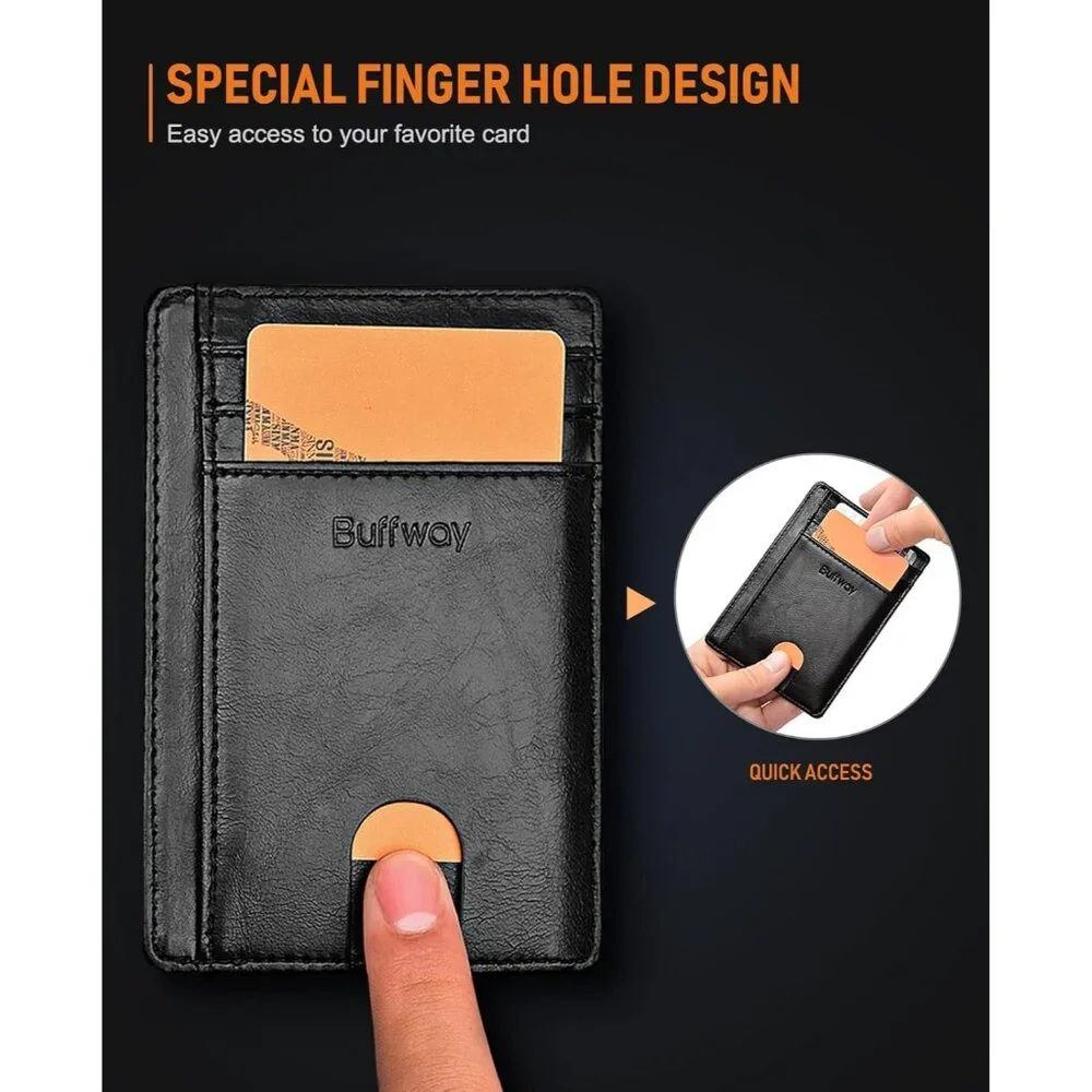 Slim Minimalist Front Pocket RFID Blocking Leather Wallets for Men and Women