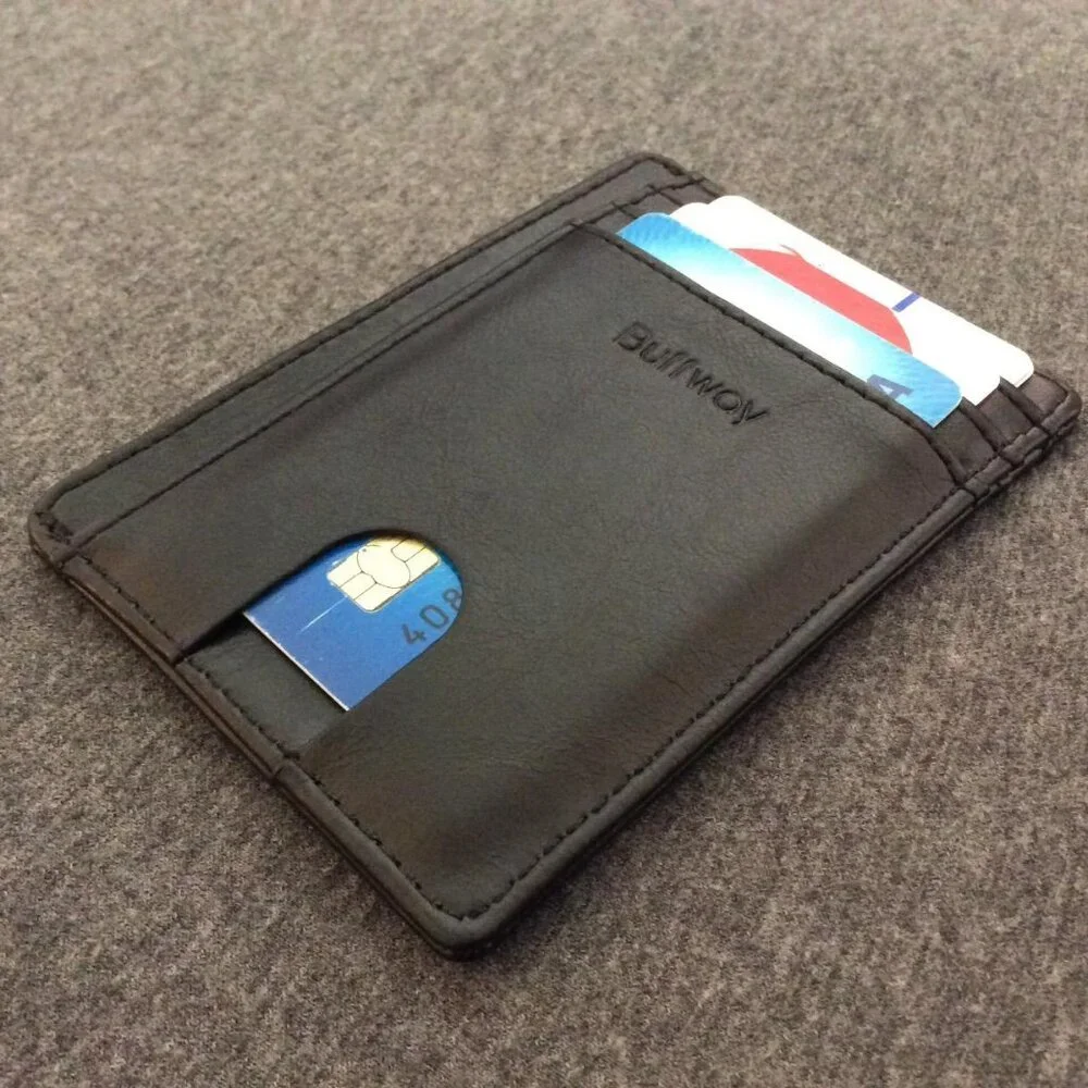 Slim Minimalist Front Pocket RFID Blocking Leather Wallets for Men and Women