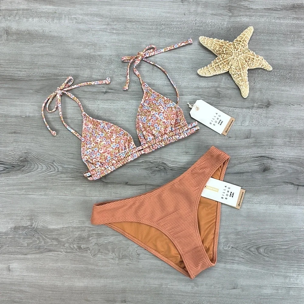 ☀️BILLABONG☀️ Chase The Sun Double Ruched Triangle TANLINES BONDI PANT BIKINI
