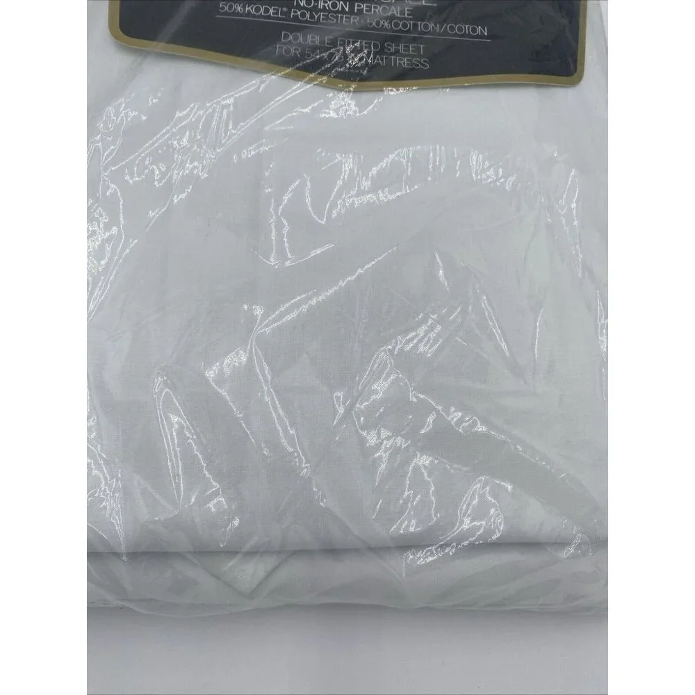Vintage Springmaide Wondercale Fitted Sheet Full Size White Made USA NEW NOS