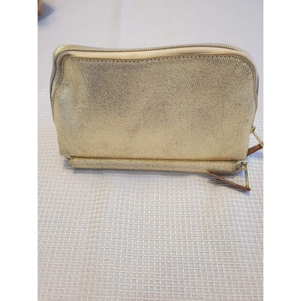 Anthropologie Artist Atelier Make Up Bag Emily Grady Dodge Gold NWOT