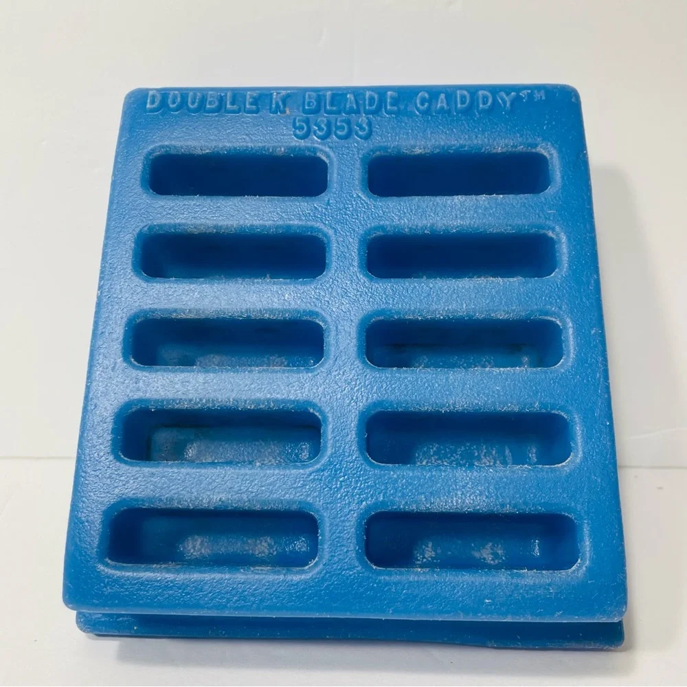 Dog Grooming Blade Caddy Vintage Double K Blue 5353 Holds 10 Clipper Reg Blades