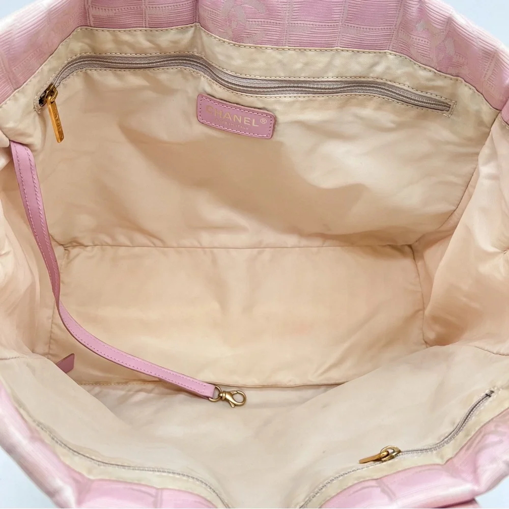 CHANEL Nylon Medium Travel Tote Bag Pink