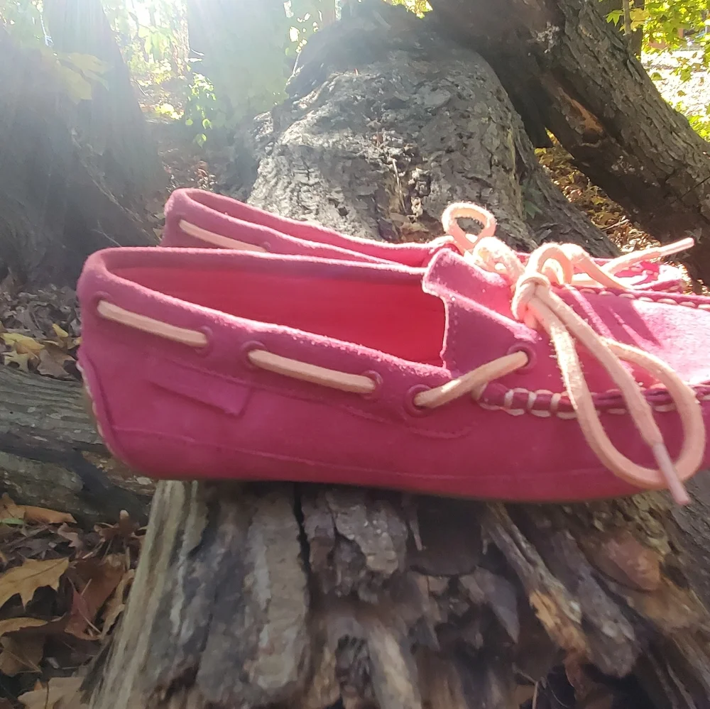 COLE HAAN GRANT DRIVER MOCCASINS LOAFERS PINK SUEDE GIRLS (NWOT)