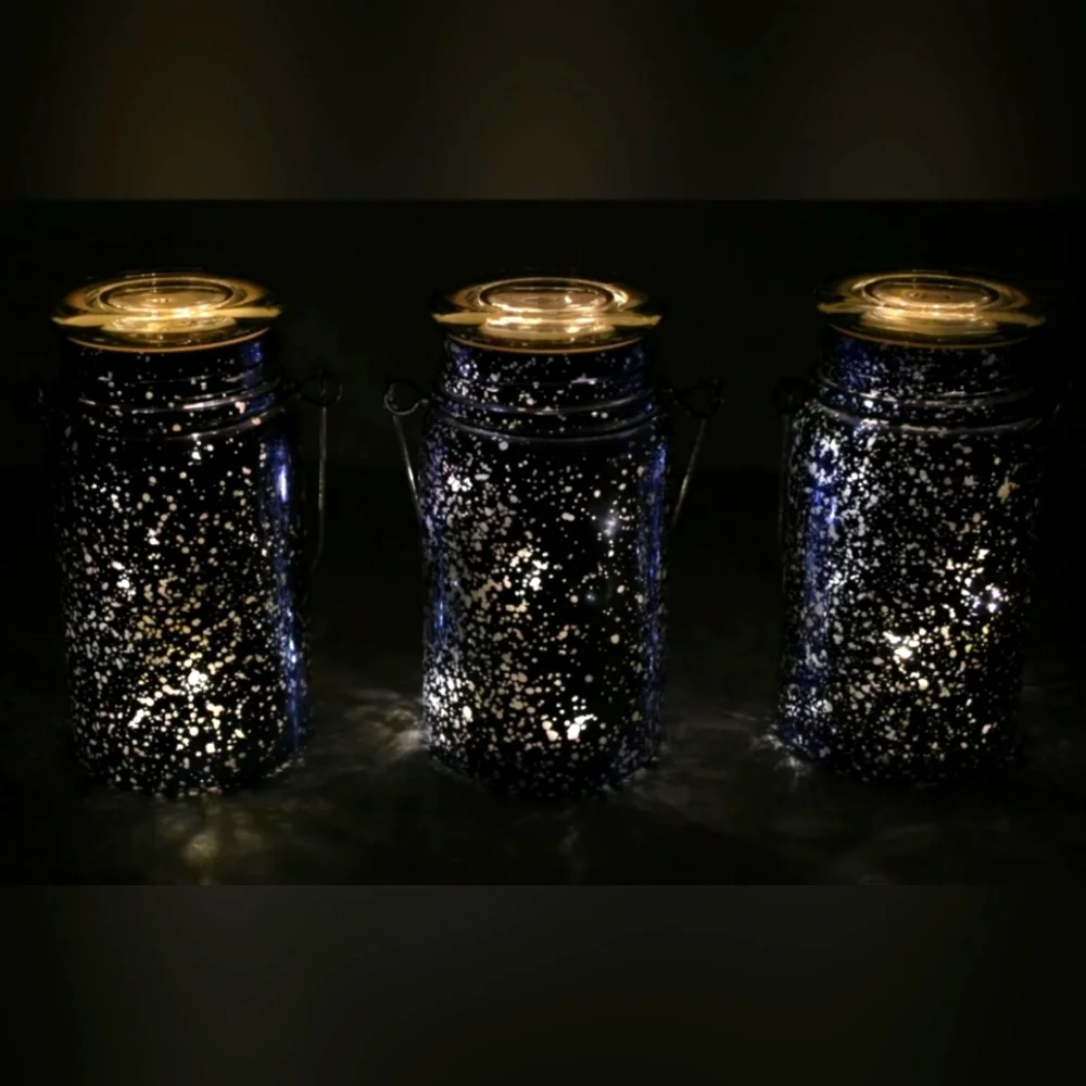 Valerie Parr Hill lndoor/Outdoor Hand Blown Mercury Glass Lit Mason Jars w/Timer