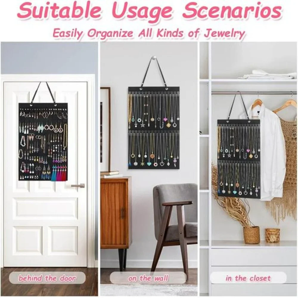 2 PC Jewelry Organizer Storage Hanging Holder Display Earrings Necklace Bracelet