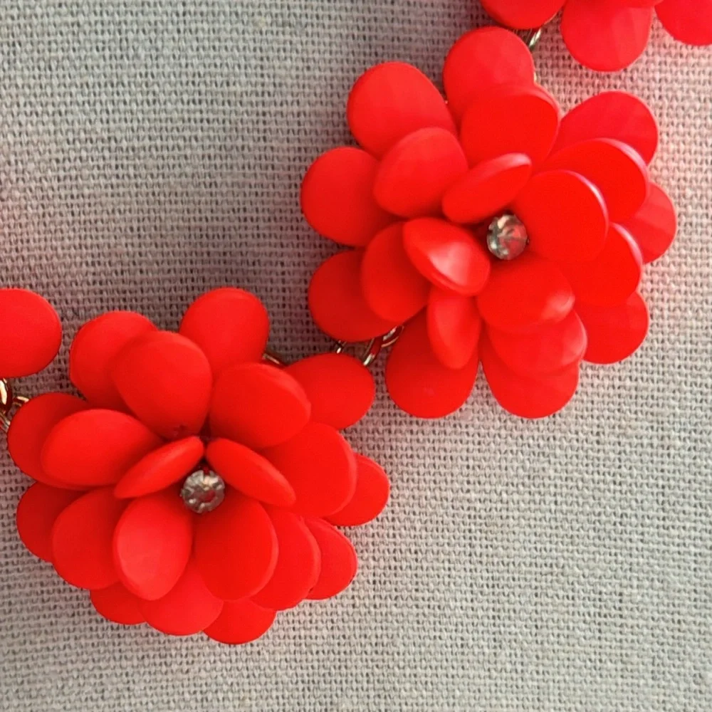 Crewcuts by J. Crew Girl’s Bright Coral Floral Statement Necklace