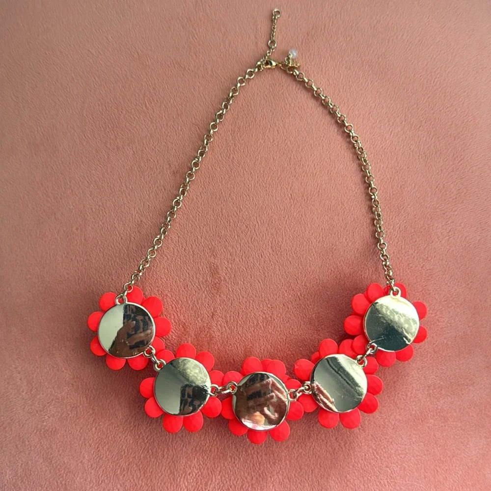 Crewcuts by J. Crew Girl’s Bright Coral Floral Statement Necklace