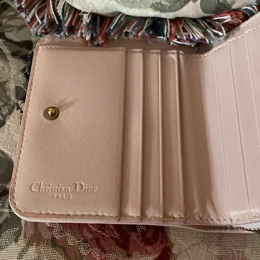 CHRISTIAN DIOR STUDDED BI FOLD WALLET & DUST BAG EUC