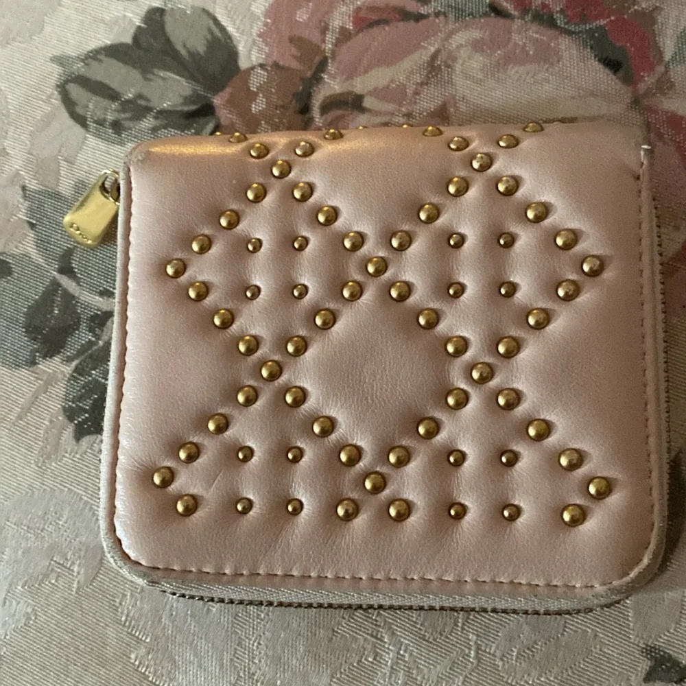 CHRISTIAN DIOR STUDDED BI FOLD WALLET & DUST BAG EUC