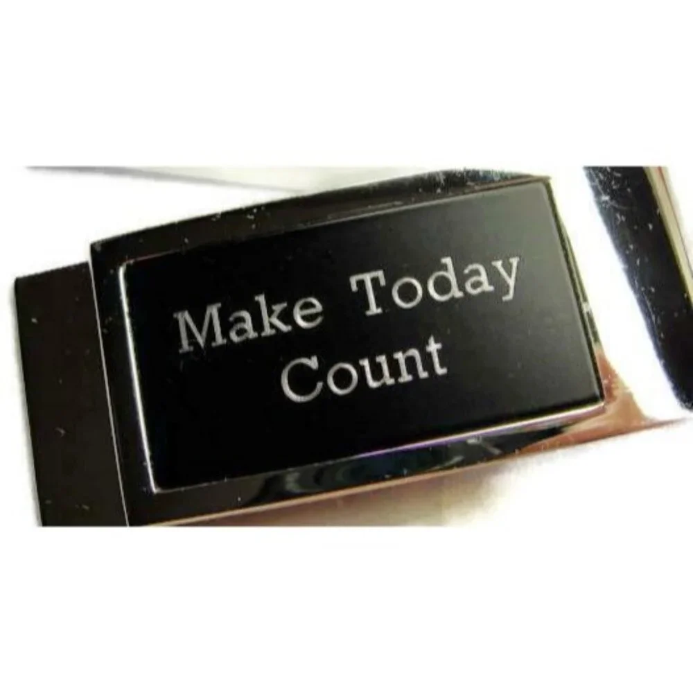 Money Clip Make Today Count Wallet Credit Card Cash ID Holder Silver Tone Black