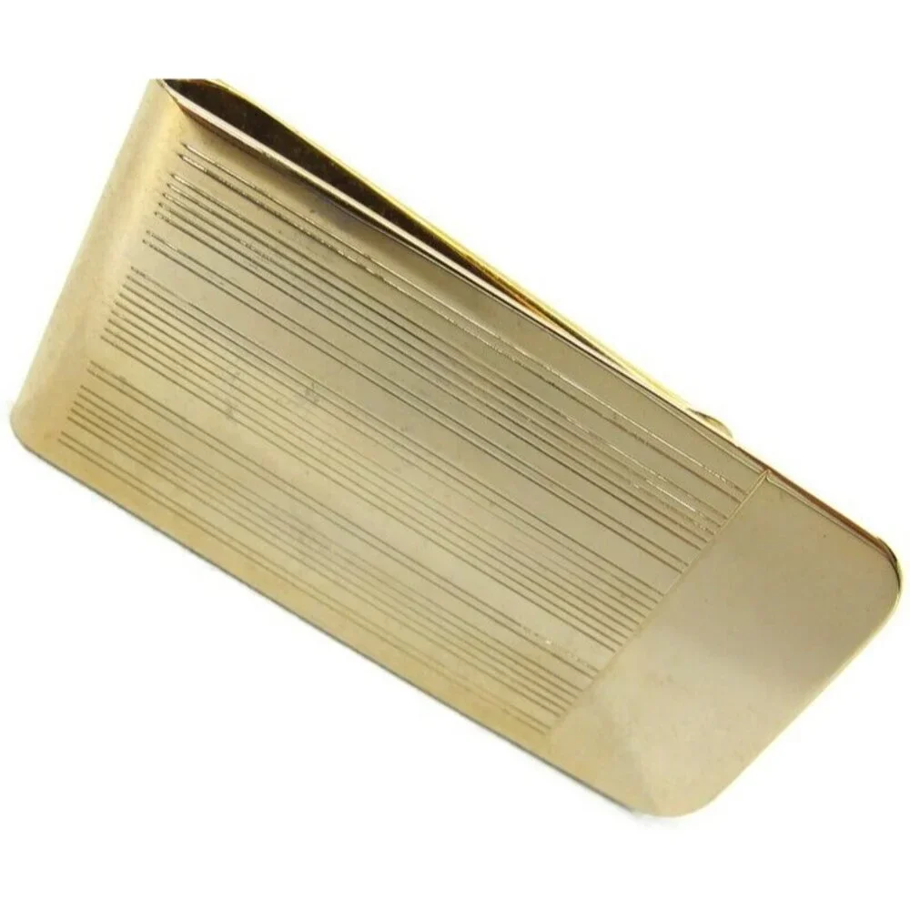 Vintage Engravable Gold Tone Money Clip Men Wallet ID Credit Card Holder