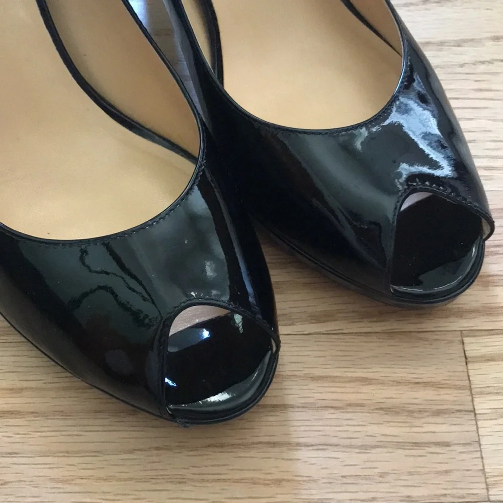 Cole Haan Nike Air Peep Toe Black Patent Pumps Size 10