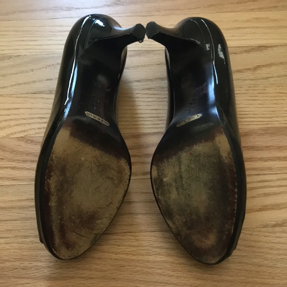 Cole Haan Nike Air Peep Toe Black Patent Pumps Size 10