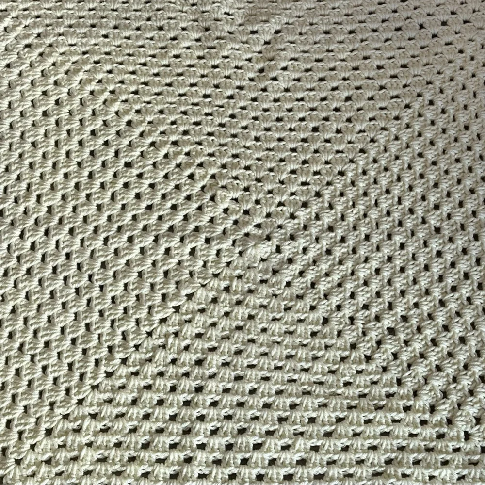 New Handmade Crochet Pastel Yellow Granny Square Blanket