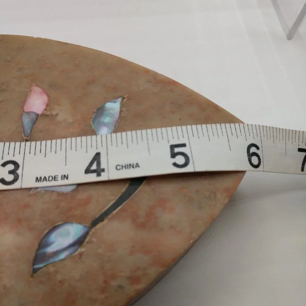 Heart Shaped Vintage Stone Trinket Box Made in India with mother of pearl inlay