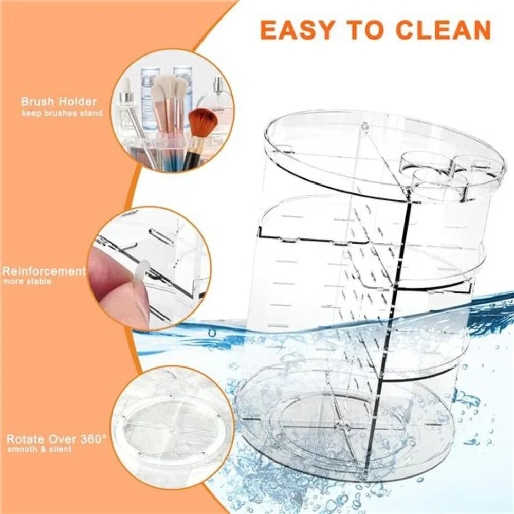 Rotating Makeup Organizer, DIY 8 Adjustable Layers Spinning Skincare Organizer