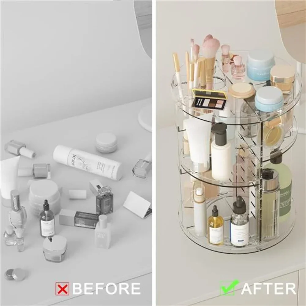 Rotating Makeup Organizer, DIY 8 Adjustable Layers Spinning Skincare Organizer