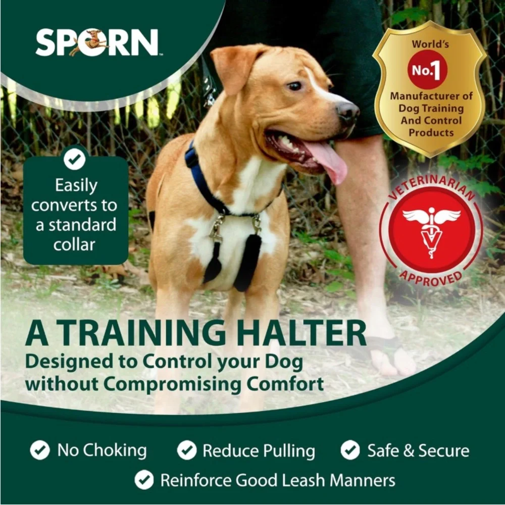 New Sporn Original Training Halter, No Pull Harness Medium Size Dog with Blue