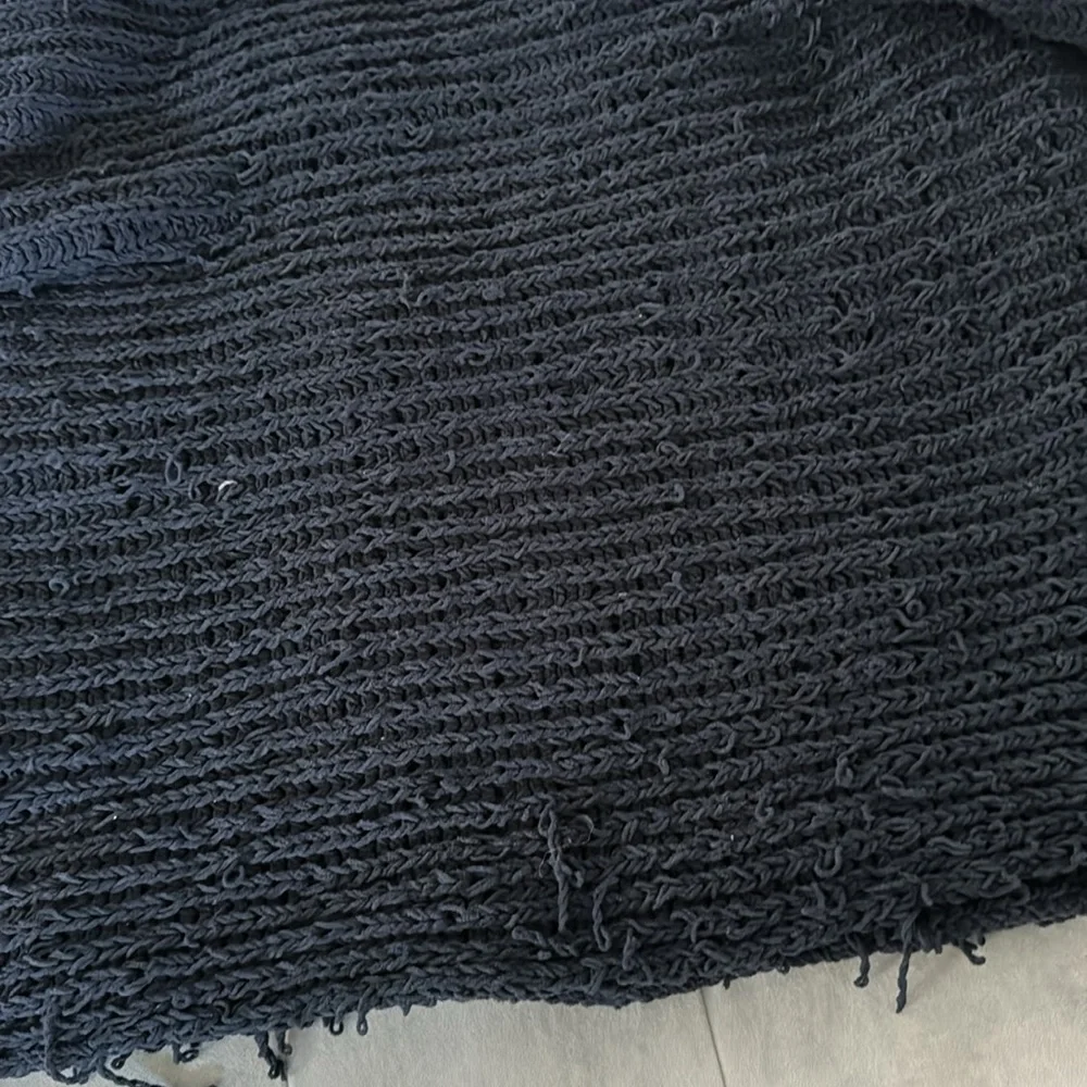 West Elm Knitted Dark Navy Blue Throw Blanket 50 x 60