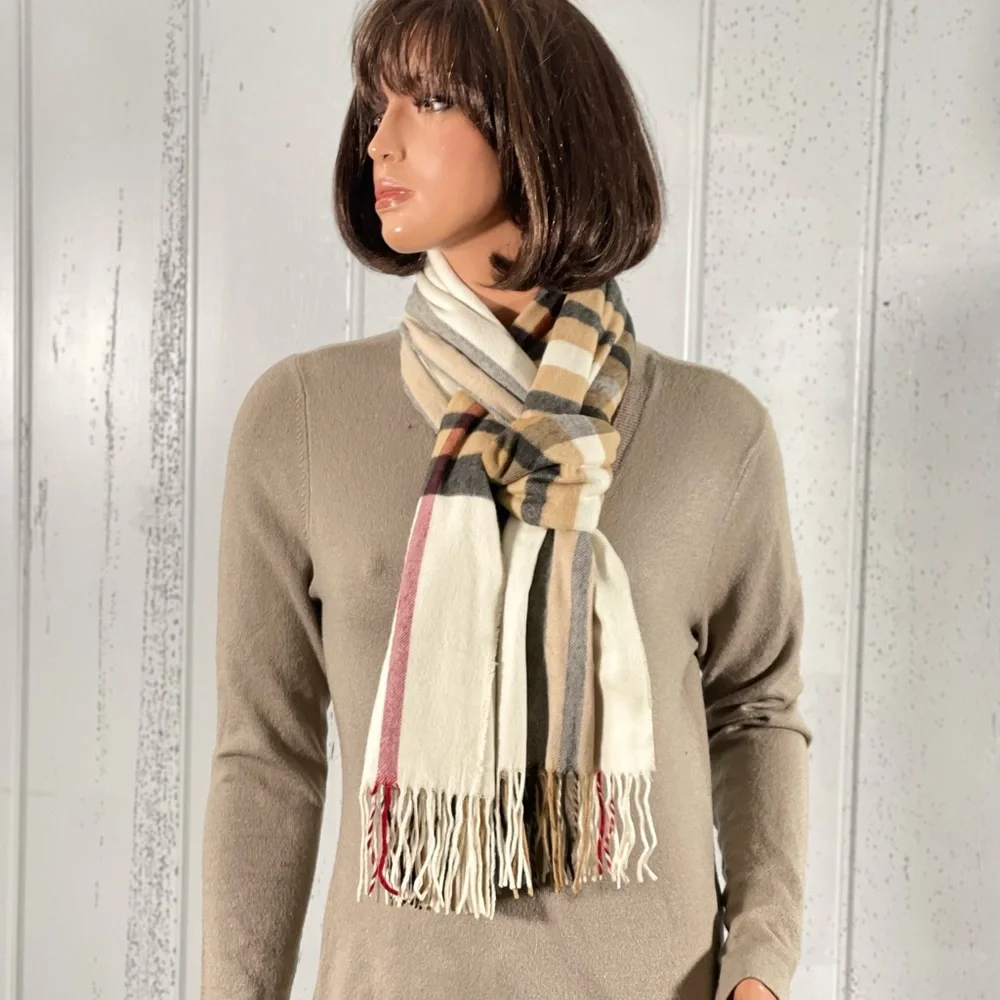 * Women's Oversize Plaid Shawl Scarf Fringe