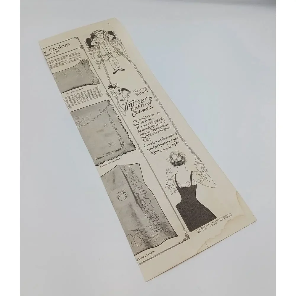 1910s Quaker Oats Company Puffed Wheat Warner's Rust Proof Corsets Print Ad Dog