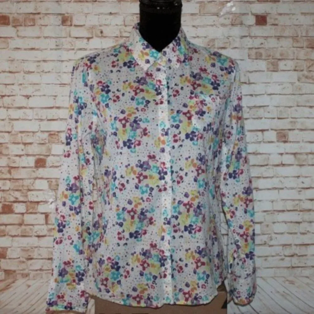 Justice Floral Button Up Top Size 18