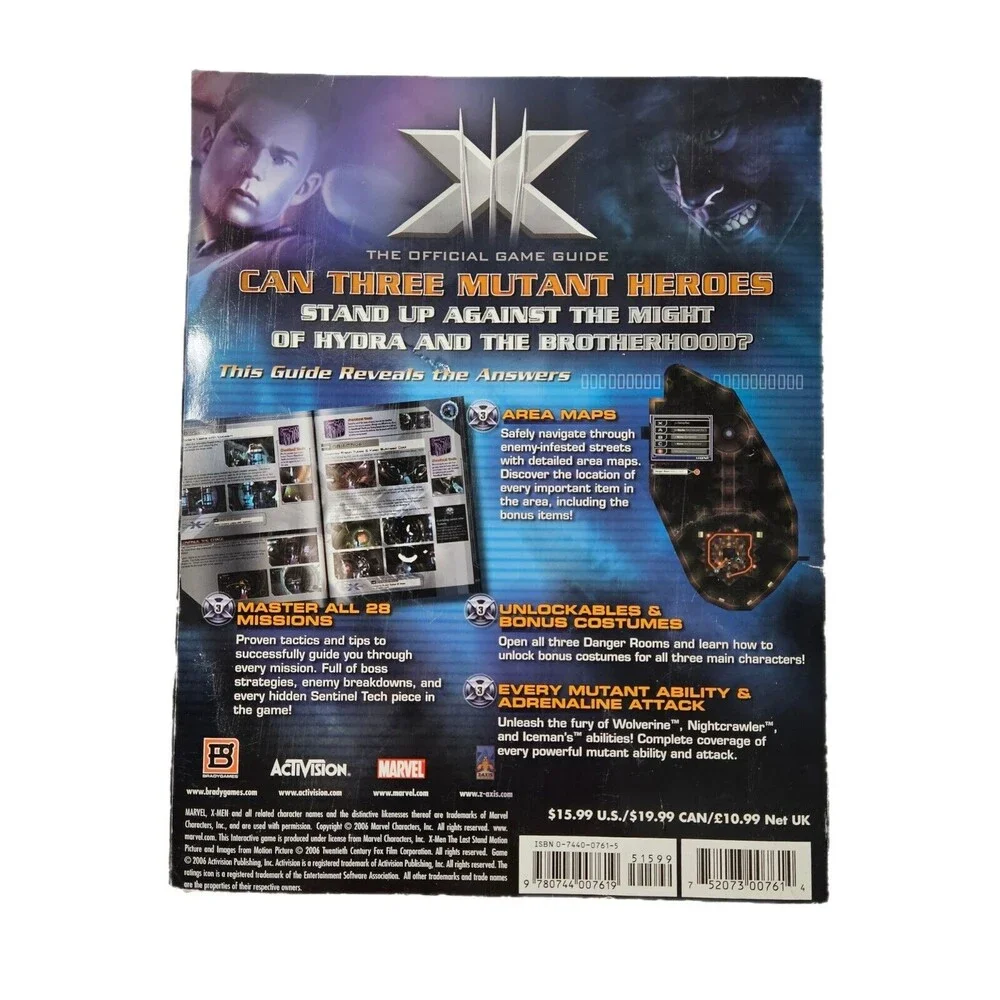 Bradygames XMen The Official Game Strategy Guide For PS 2, Xbox, PC Cd Rom GCube