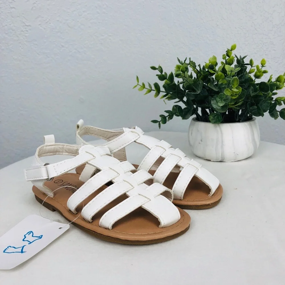 NWT WHITE VELCRO MUTLISTRAP GLADIATOR KIDS SANDALS