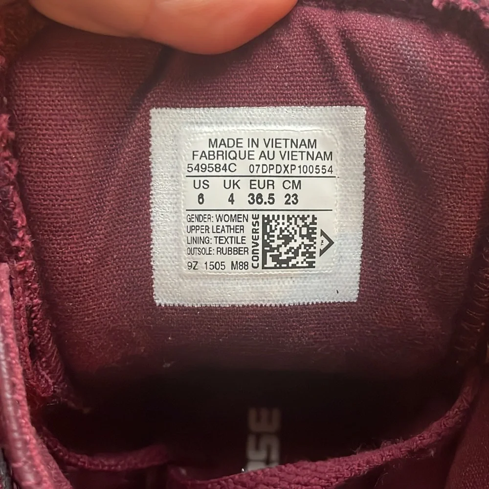 Converse Chuck Taylor All Star Brea High Deep Bordeaux Leather Women 6