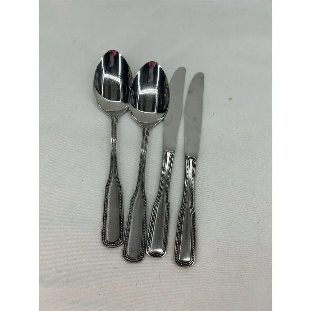 Vintage Salem Stainless Steel Flatware Set Beaded Edge Japan