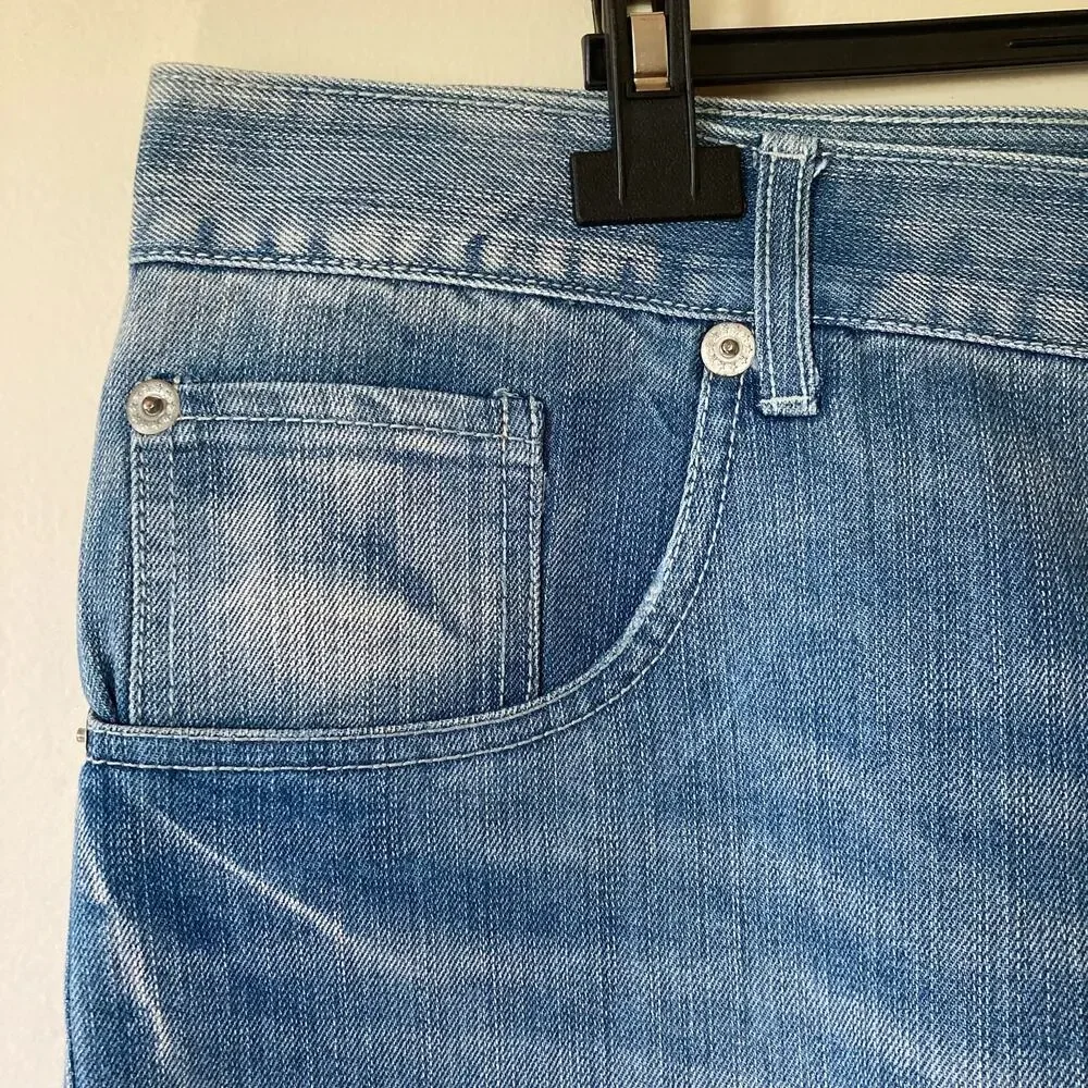 Parish Nation Y2K Distressed Medium Wash Straight Jeans Size 42x32
