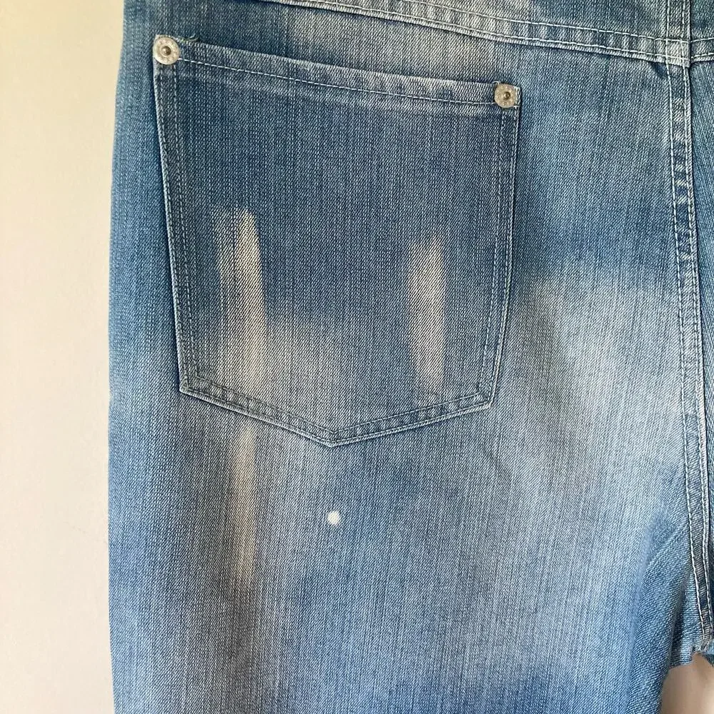 Parish Nation Y2K Distressed Medium Wash Straight Jeans Size 42x32